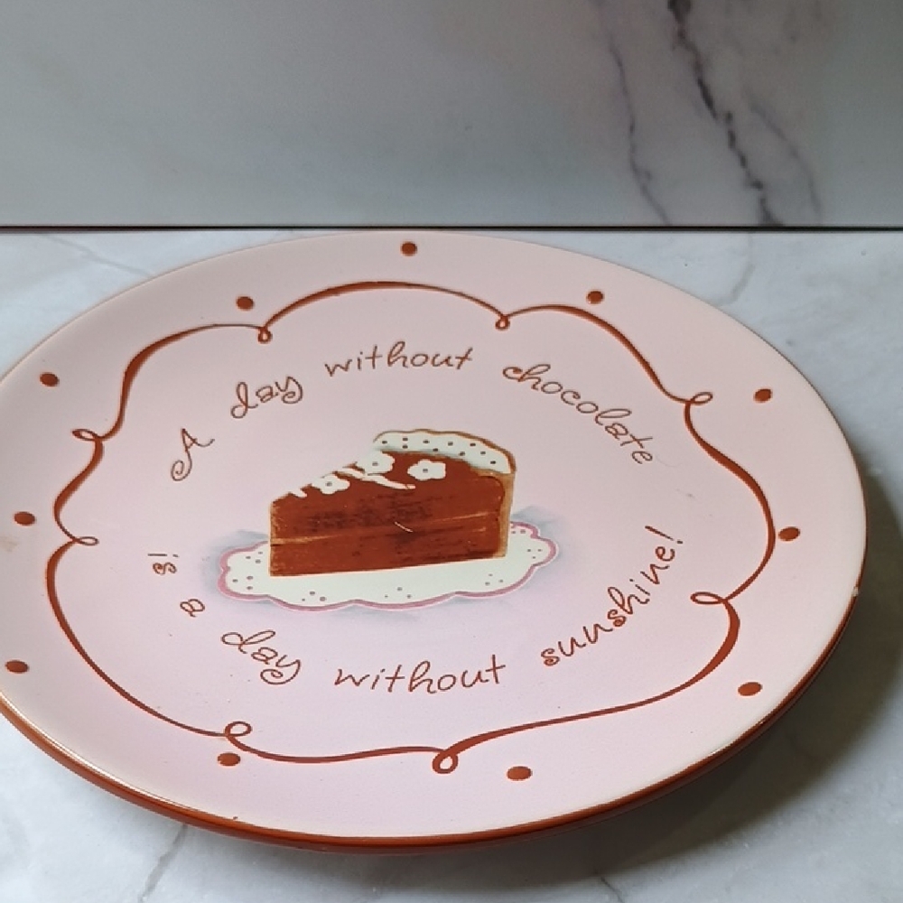 Pink Decorative Cake Chocolate Birthday Plate with Cake Design Susan Winget